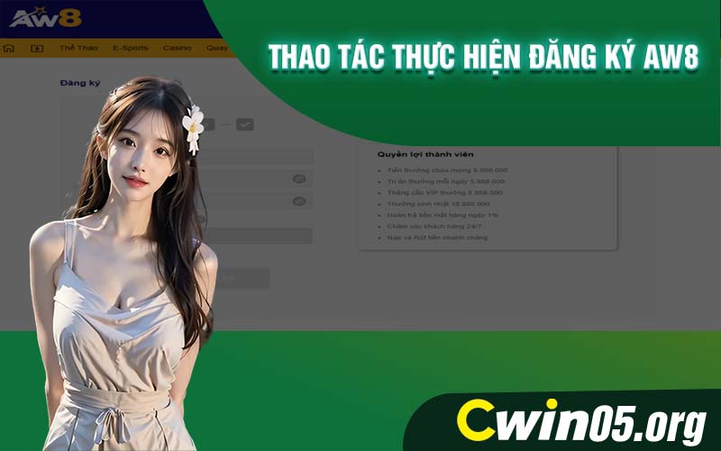Thao tác thực hiện đăng ký AW8